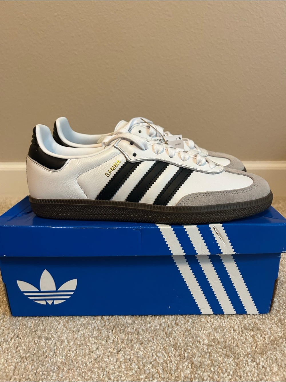 adidas Samba Leather Sneakers - White / Black / Gray